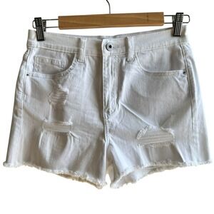 Sneak Peek White Denim Shorts Distressed Raw Hem Casual Summer Trendy Small NWOT